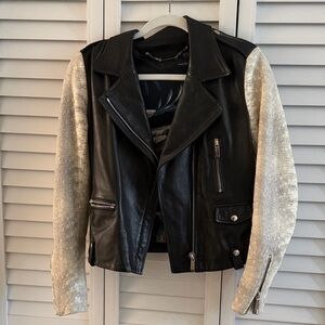 Barbara Bui Black and Silver Leather Jacket
